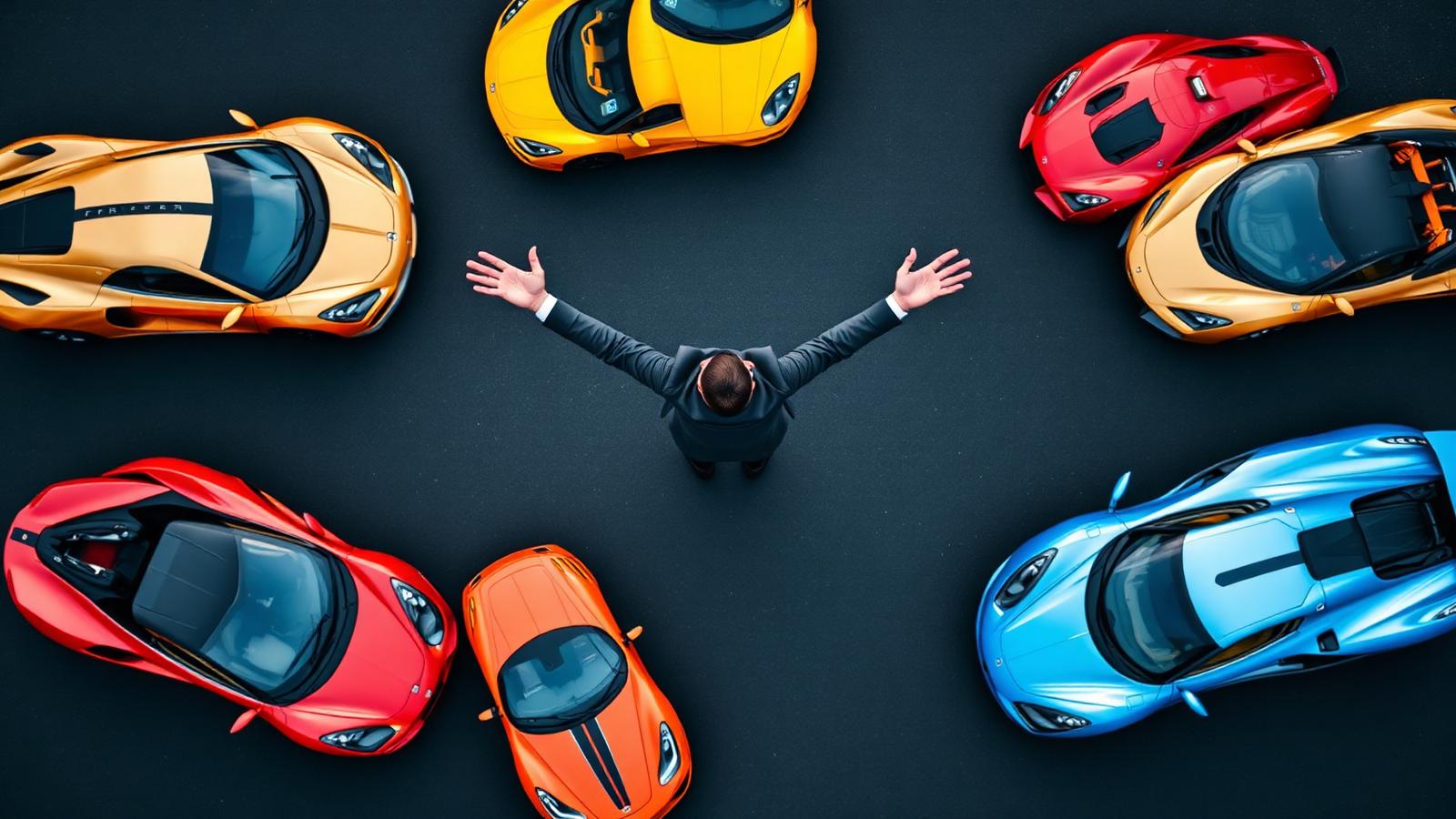 DRIVN founder surrounded by exotic vehicles